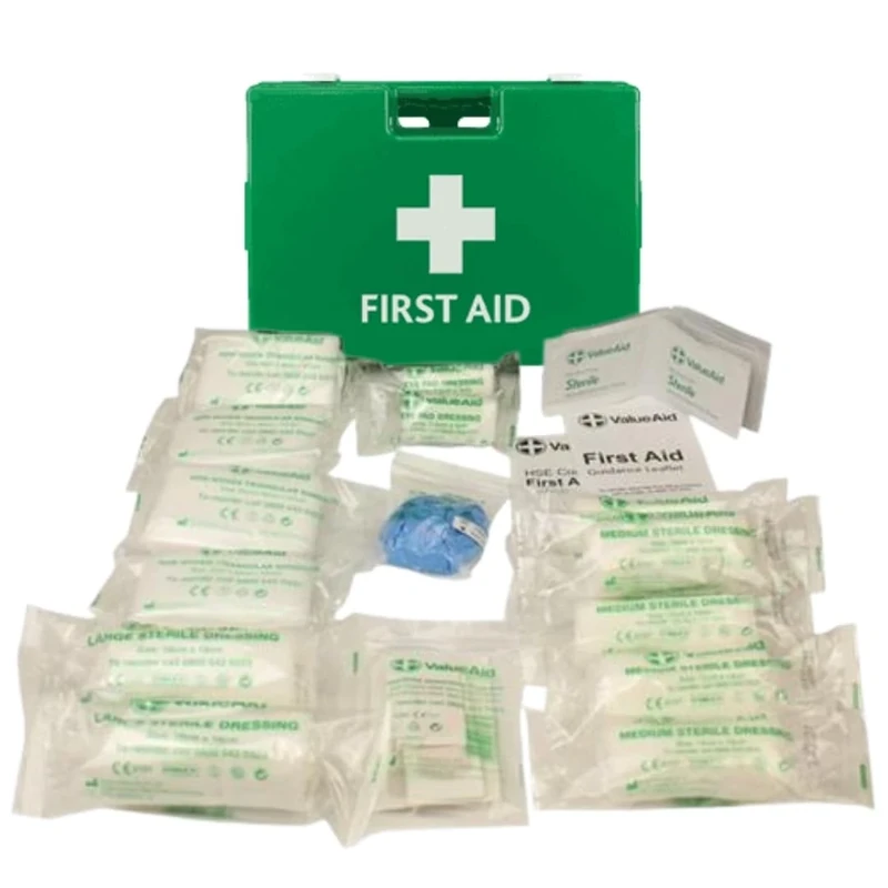 Value Aid 1-10 Person HSE Compliant First Aid Kit, Deluxe Hard Case, Workplace Safety, Fully Stocked for Offices & Businesses