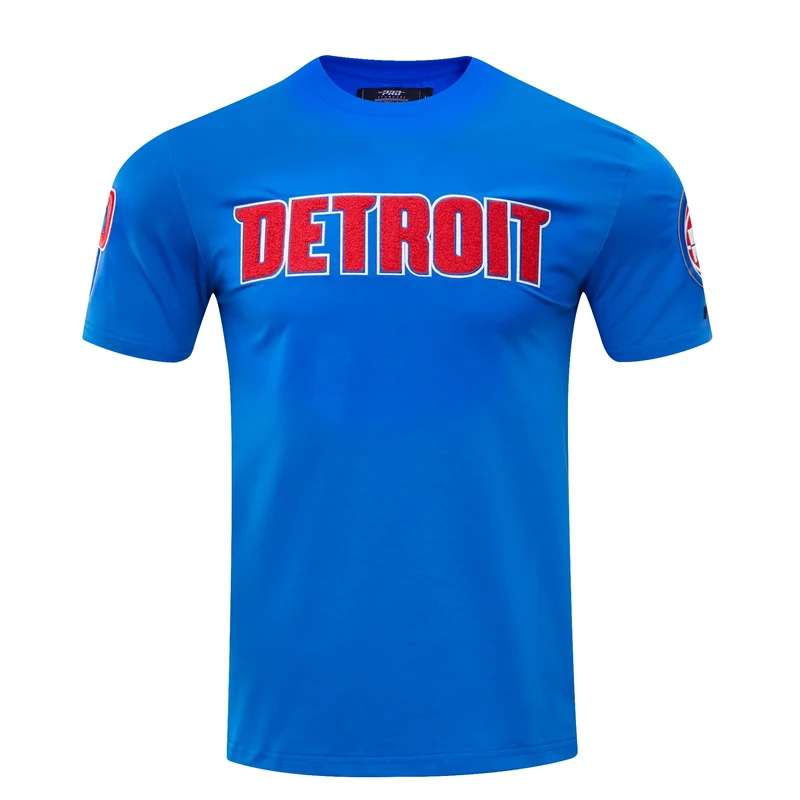 Pro Standard Mens NBA Detroit Pistons Classic Chenille Short Sleeve Tee Royal Blue S