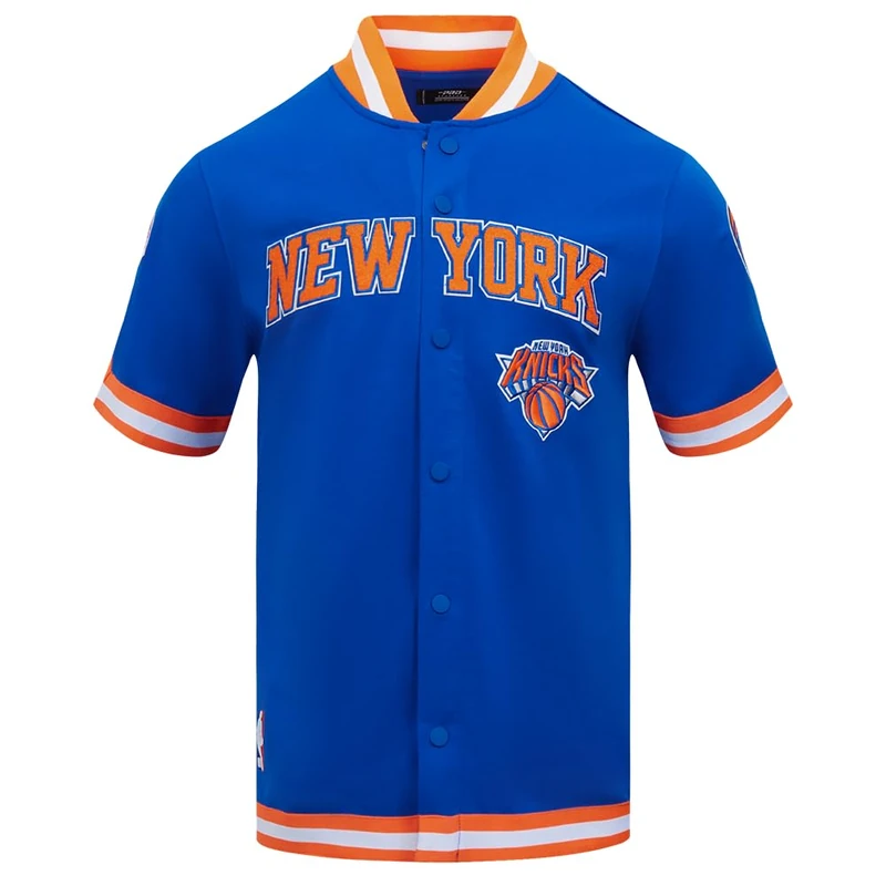 Pro Standard Mens NBA New York Knicks Classic Chenille Button Down Royal Blue/Orange 3XL