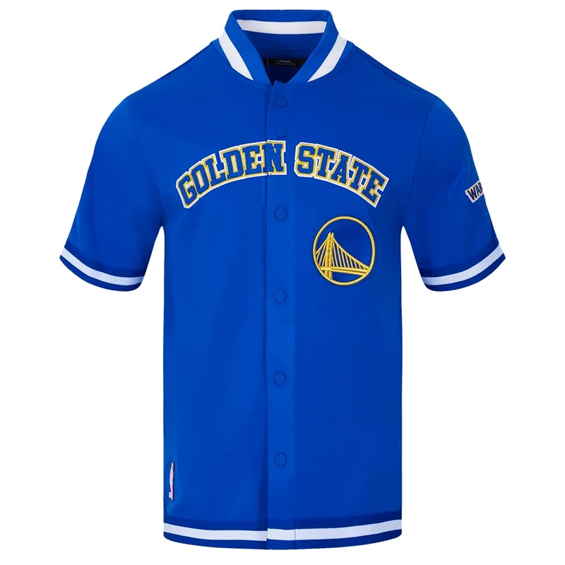 Pro Standard Mens NBA Golden State Warriors Classic Chenille Button Down Royal Blue 2XL