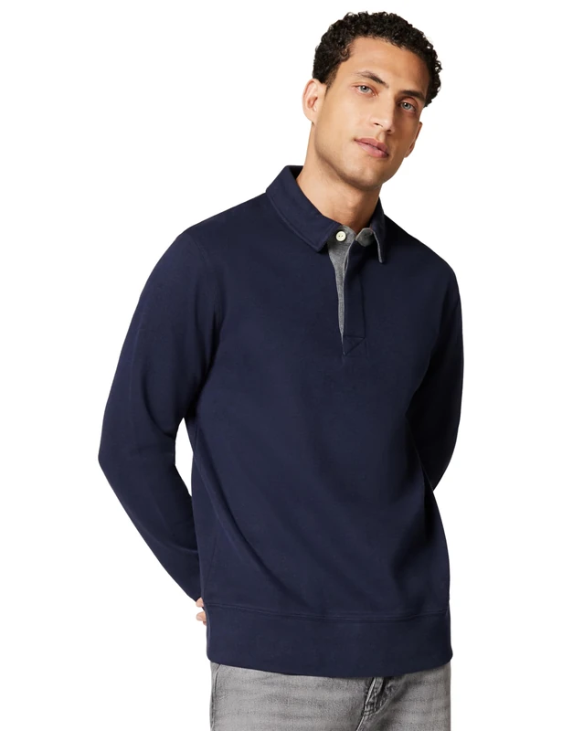 GANT Men's Light Sacker Rib Ls Polo Shirt, Evening Blue, M