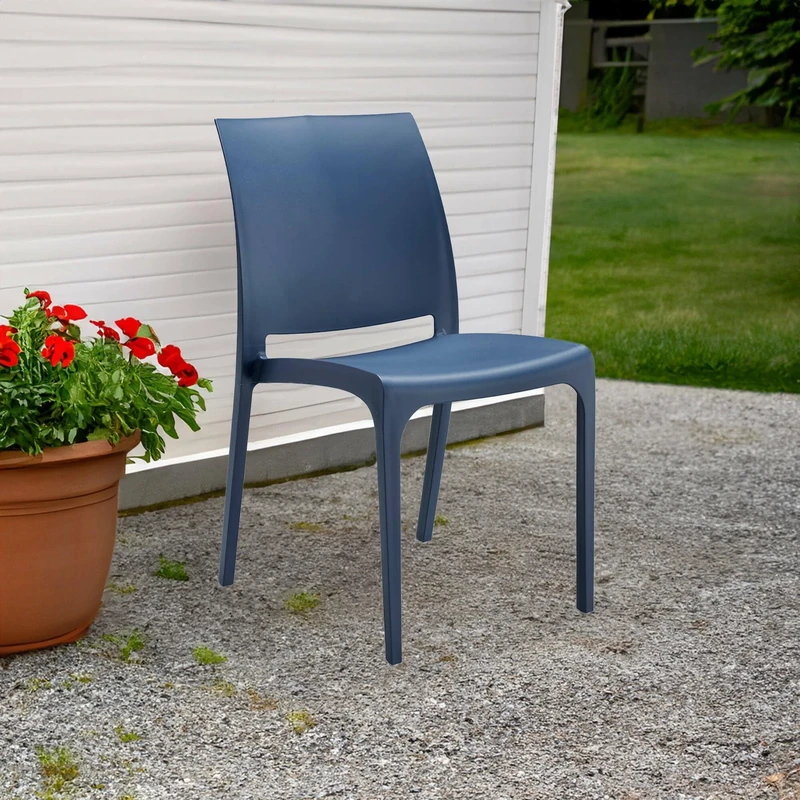 Dmora - Gartenstuhl Miranda, Gartensitz, Outdoor-Stuhl, Outdoor-Sessel, Made in Italy, 54x46 h80 cm, Blau