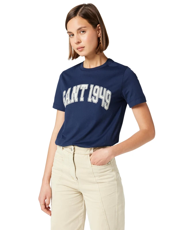 GANT Women's Graphic Ss T-Shirt, Navy, S