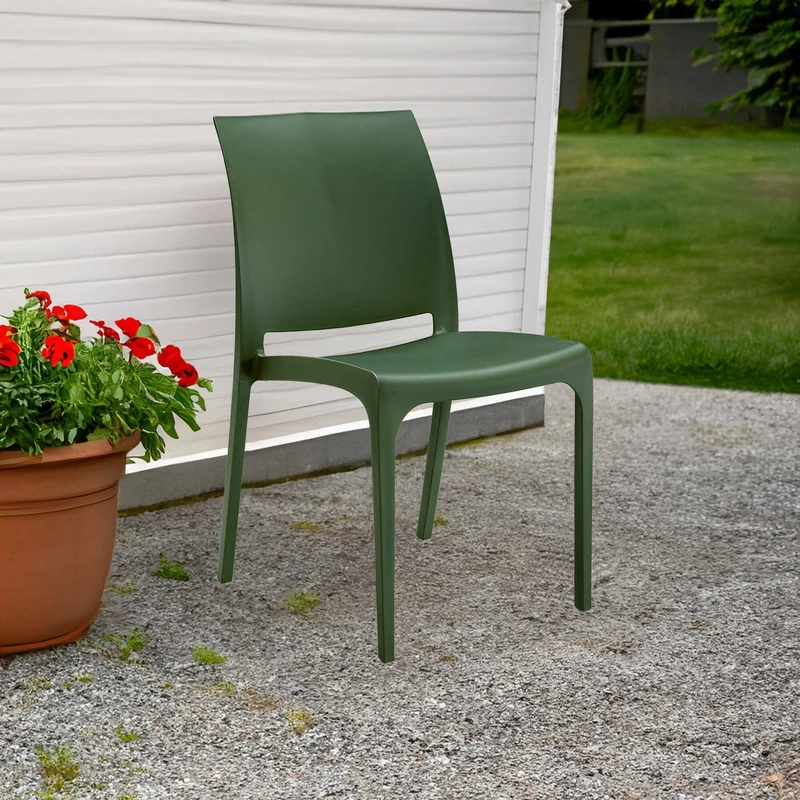 Dmora - Gartenstuhl Miranda, Gartensitz, Outdoor-Stuhl, Outdoor-Sessel, Made in Italy, 54x46 h80 cm, Grün