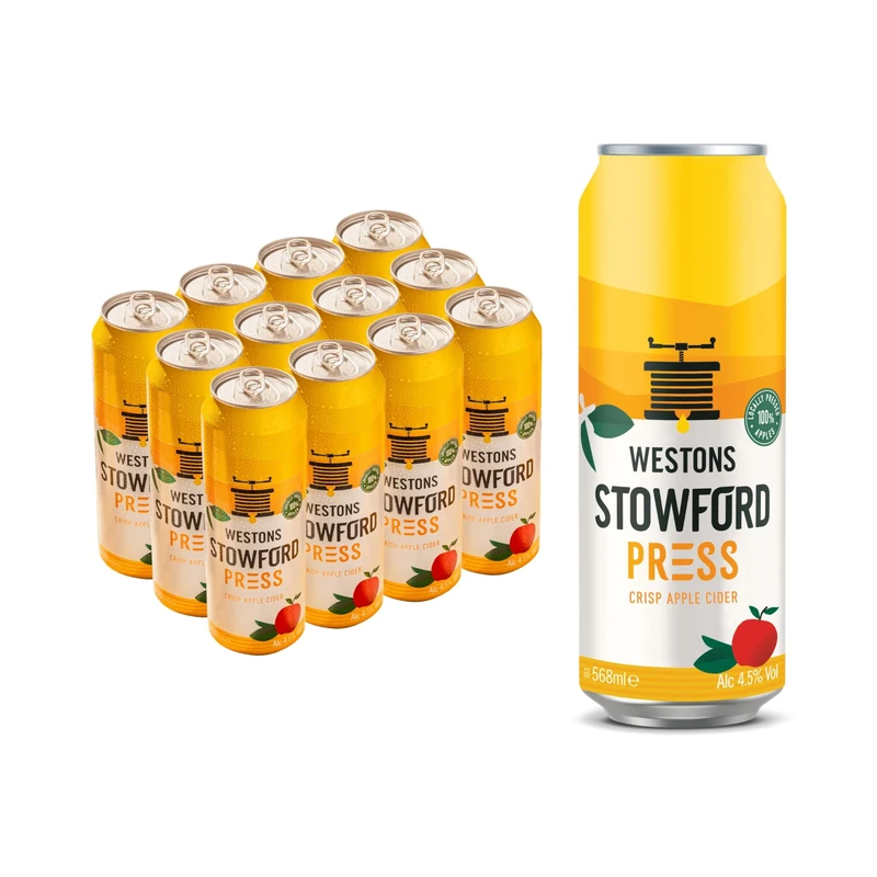Westons Stowford Press Apple Cider Pint Cans 4.5% ABV 12 x 568ml