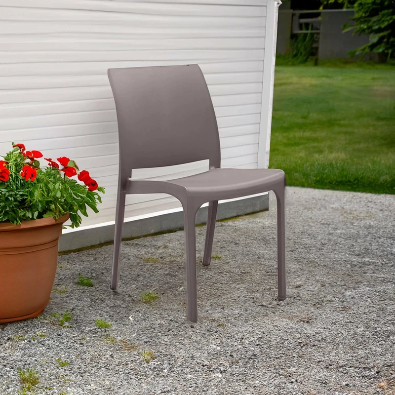 Dmora - Gartenstuhl Miranda, Gartensitz, Outdoor-Stuhl, Outdoor-Sessel, Made in Italy, 54x46 h80 cm, Taube