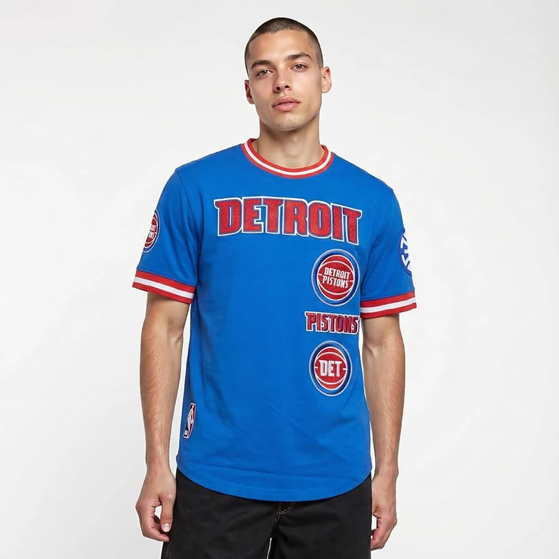 Pro Standard Mens NBA Detroit Pistons Retro Classics Short Sleeve Tee Royal Blue/Red L