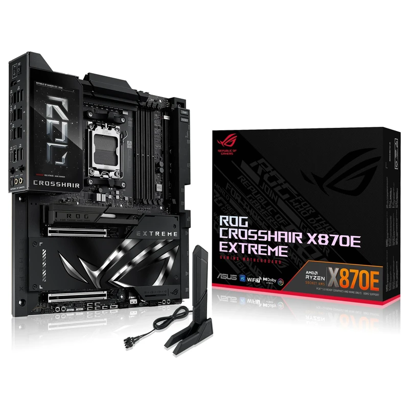 ASUS ROG Crosshair X870E Extreme Gaming Motherboard Socket AMD AM5 (Ryzen 9000, E-ATX, 3X PCIe 5.0, 2x PCIe 4.0, DDR 5 Memory, WiFi 7, AI Overclocking, PCIe Q Release, Aura Sync)