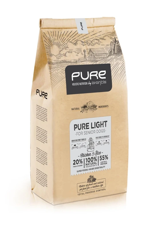 Pure Senior Light - Complete Food for Adult Dogs from 7 years or prone to overweight - All Breeds - 12 kg