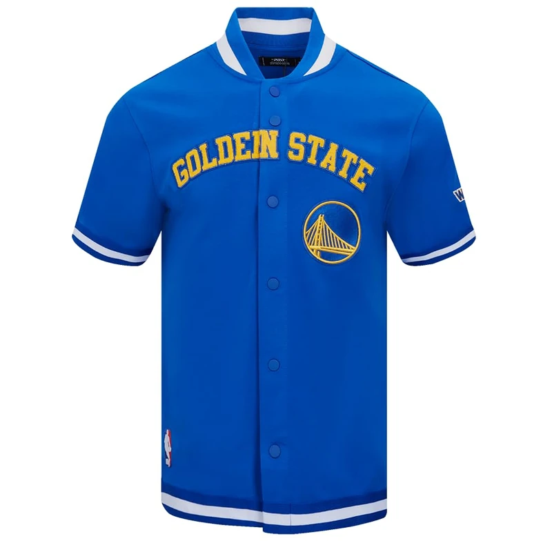 Pro Standard Mens NBA Golden State Warriors Classic Chenille Button Down Royal Blue S