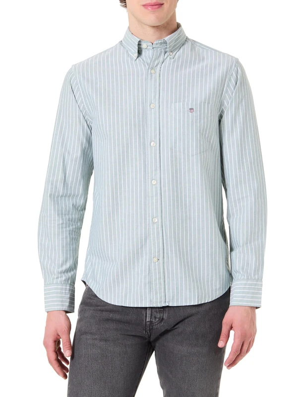 GANT Men's Light Sacker Rib Ls Polo Shirt, Seed Melange, M