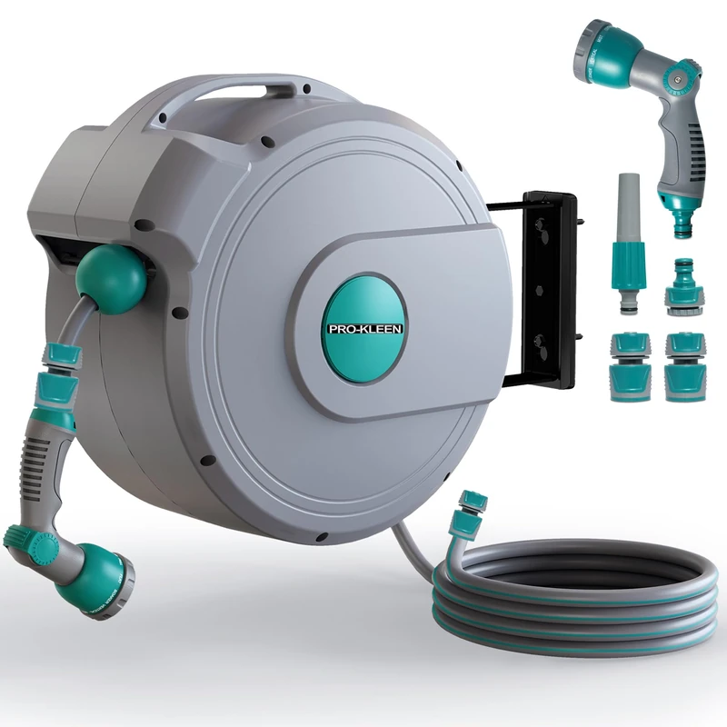Pro-Kleen 30M Retractable Hose Reel - Wall Mounted Auto Rewind
