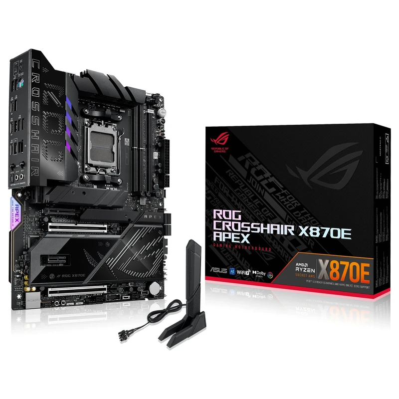 Asus ROG CROSSHAIR X870E APEX, AMD X870E, AM5, ATX, 2 DDR5, 2 USB4, Wi-Fi 7, 5G LAN, PD 60W, RGB, 5x M.2