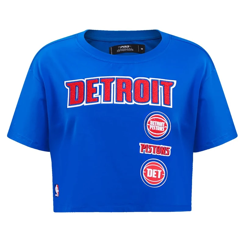 Pro Standard Womens NBA Detroit Pistons Retro Classics Short Sleeve Boxy Tee Royal Blue L