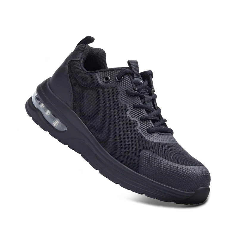 Blackrock Flux Composite Safety Trainers S1PL FO SR Lightweight Metal Free Toe Cap Work Shoes with Performance Knit Upper and Slip Resistant PU Sole - Size 8 Black