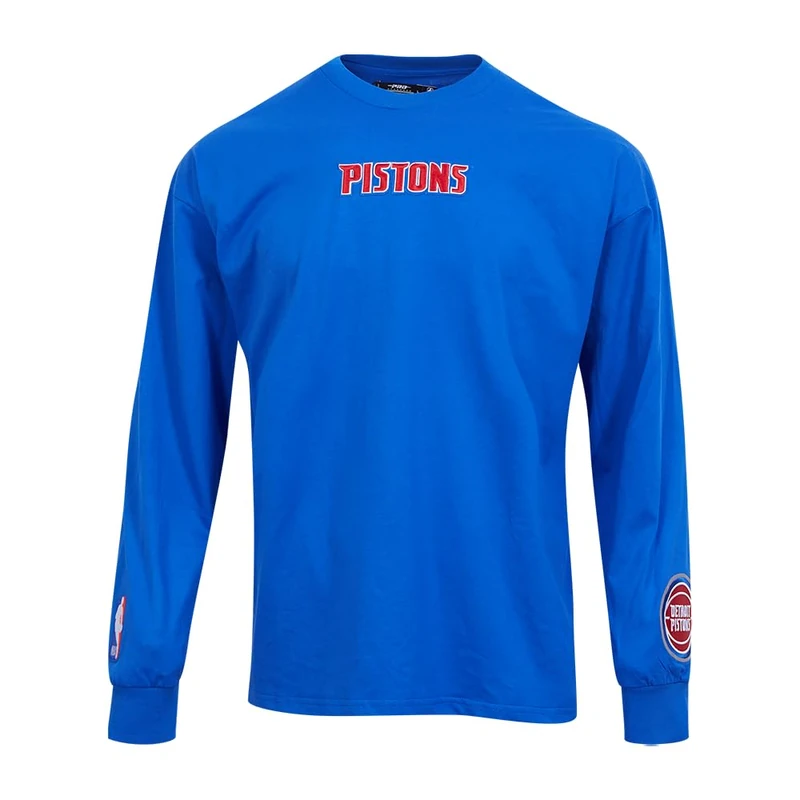 Pro Standard Mens NBA Detroit Pistons Retro Classics Short Sleeve Tee Royal Blue/Red 2XL - Image 1
