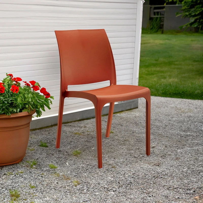 Dmora - Gartenstuhl Miranda, Gartensitz, Outdoor-Stuhl, Outdoor-Sessel, Made in Italy, 54x46 h80 cm, Rot