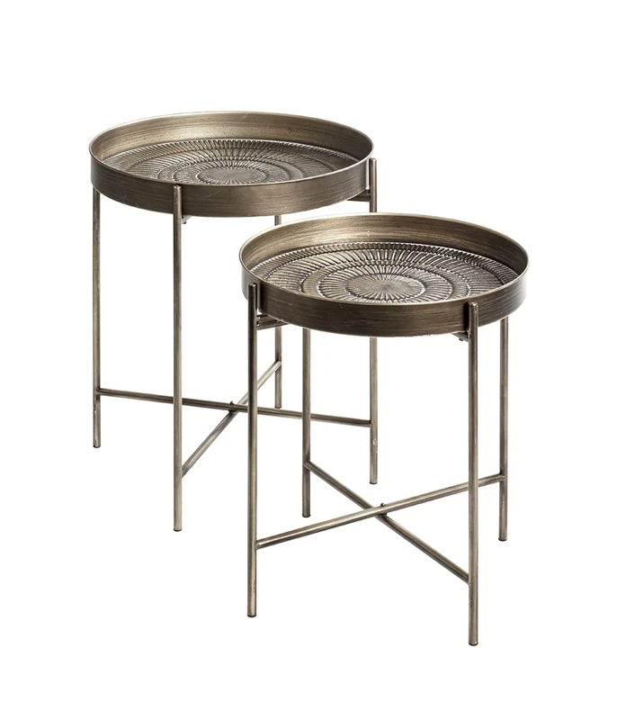 HAKU Möbel side table set of 2, copper, metal, dimensions: H 49/56 x Ø 42/48 cm, style Urban Collective