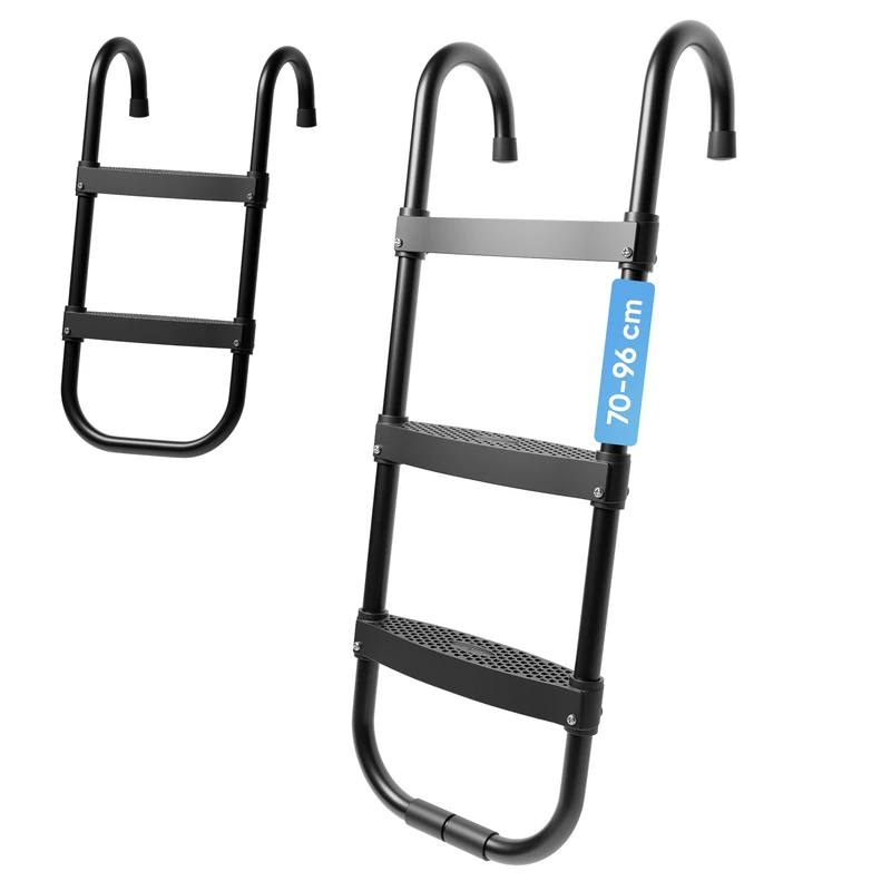 Björn&Schiller Trampoline ladder, height-adjustable ladder for trampolines (70-96 cm), universal, 3 steps, non-slip, stable attachment, weatherproof, easy assembly