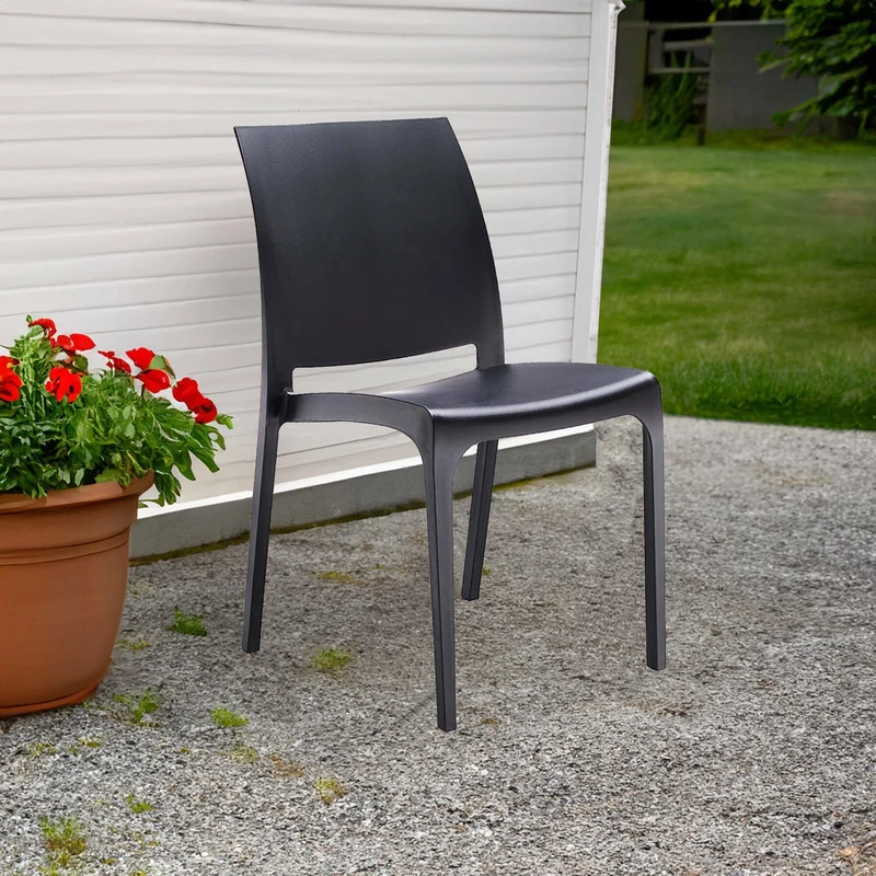 Dmora - Gartenstuhl Miranda, Gartensitz, Outdoor-Stuhl, Outdoor-Sessel, Made in Italy, 54x46 h80 cm, Anthrazit