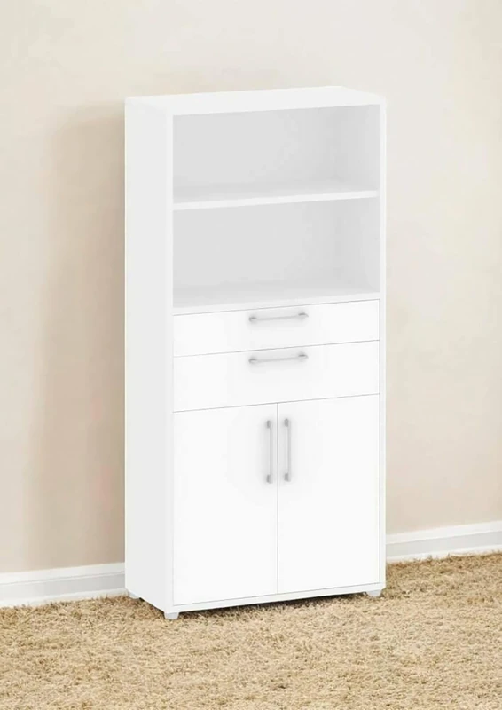 Dmora - Kommode Ludivine, Wohnzimmerbuffet, Wohnzimmer-Sideboard, Moderne Küchen-Speisekammer, 89x40 h186 cm, Weiß