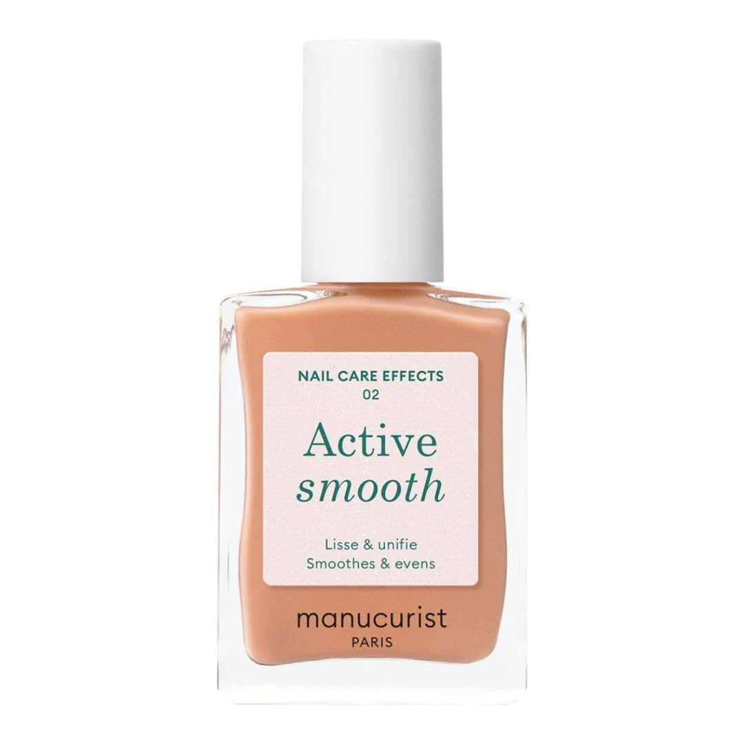 Manucurist Active Smooth 02 - Nail Concealer Polish & Care - No Lamp - Ultra-Brightening 2 in 1 Golden Finish Nail Polish & Nail Strengthener - CC Nail Concealer - Ridge Filler for Nails - Plant-Based