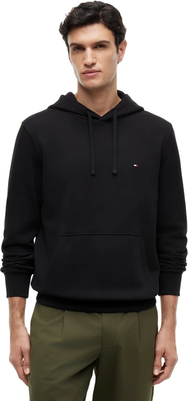 Tommy Hilfiger Men’s Hoodie Essential Terry with Kangaroo Pocket, Black (Black), XL
