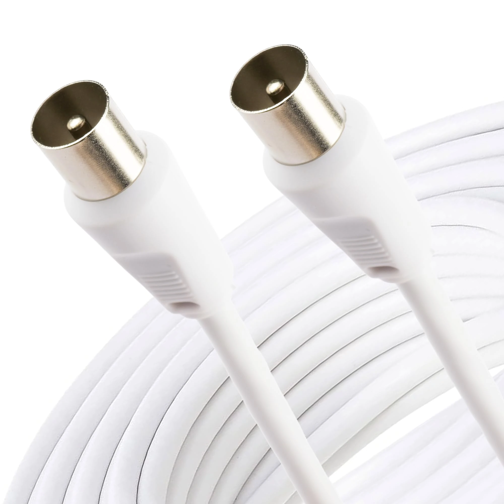 D.A.Y. Republic 10m TV Aerial Coax Cable - Coaxial Satellite Antenna AV Lead Male to Male RF Connector Extension Silver FreeView, FreeSat, Sky Box, BT (10m Plug to Plug Cable)