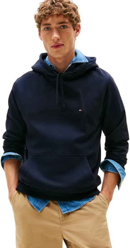 Tommy Hilfiger Men ESSENTIAL TERRY HOODY MW0MW37235 Pullover Hoodie, BLUE, L