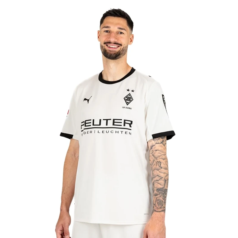 Puma Men's Borussia Mönchengladbach Home Jersey Replica, Warm White/Puma Blac, M - Image 1