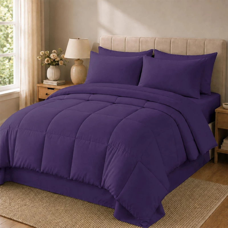 Anluoer King Size Comforter Set, 7 Piece Bed in a Bag King Bedding Sets
