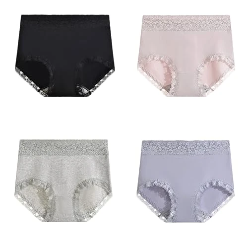 High Waist Lace Cotton Women's Panties Large Size Breathable Women Underwear Elastic Soft Ladies Briefs