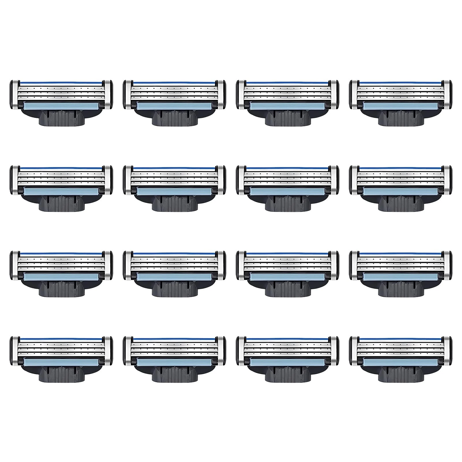 16 Pcs Razor Blades Compatible with Mach 3 for Men, Razor Blade Refills Fits All Mach 3 Handles Enhanced, Stronger Than Steel Refills, Precision Engineered for Smooth Shave (16)