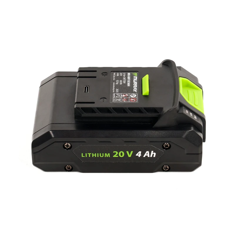 Murray 20V Lithium-Ion Battery 4Ah 21700 Cells MU-BAT-SC4AH – with USB-C and LED Display – High-Performance Battery for Power Tools, Drills & Professional Craftsmanship – Durable & Safe