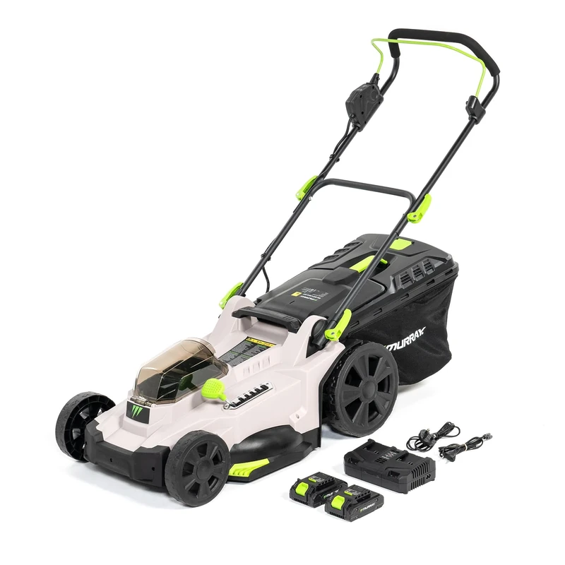 Murray Battery Cordless Lawnmower 2x20V Li-Ion with Induction Motor (2900 rpm) MU-BAT-LM43-KIT – 43 cm Cutting Width, 50L Grass Catcher, 6-Position Height Adjustment – Mulching & Rear Discharge