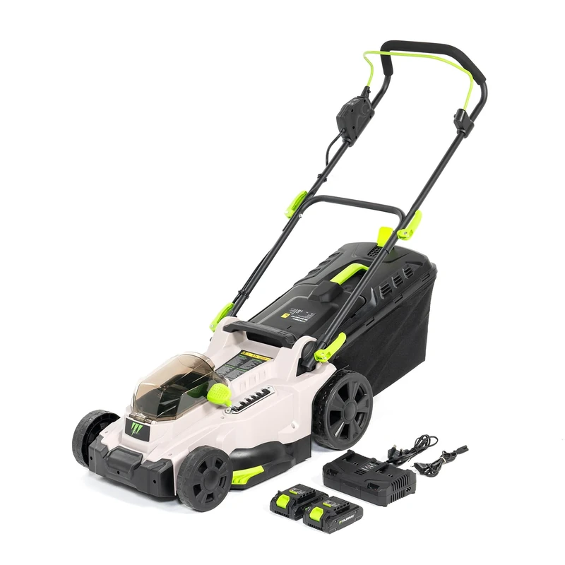 Murray Battery Cordless Lawnmower 2x20V Li-Ion with Induction Motor (2900 rpm) MU-BAT-LM37-KIT – 37 cm Cutting Width, 35L Grass Catcher, 6-Stage Cutting Height – Mulching, Rear & Bag Ejection