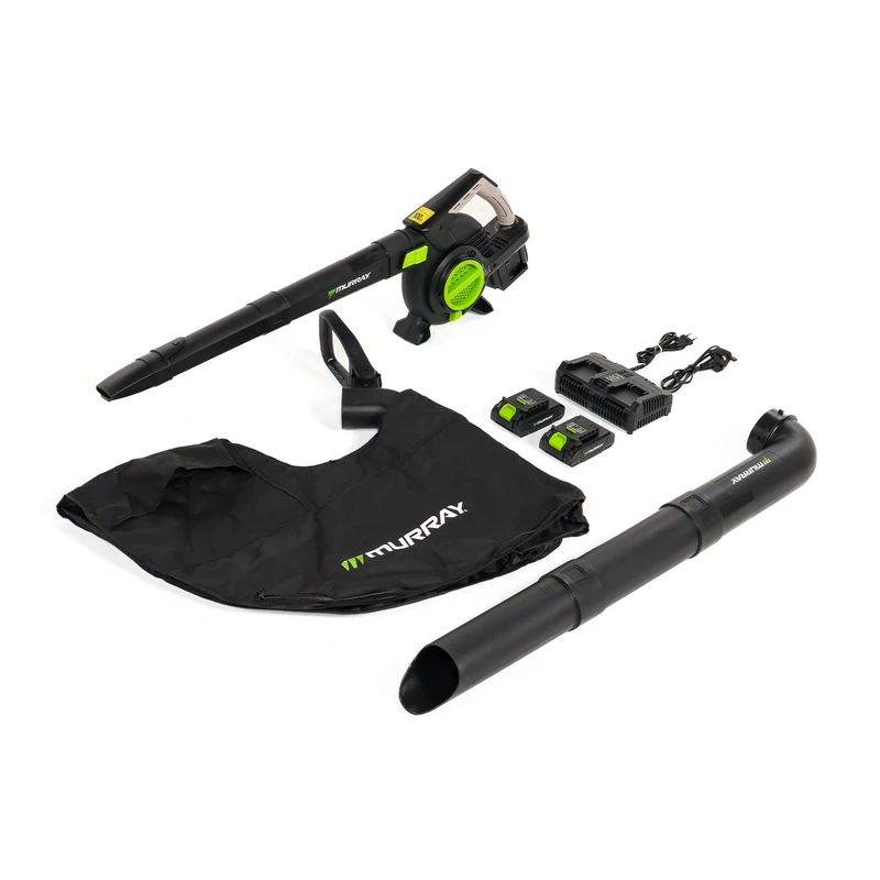 Murray 20V Battery Leaf Blower & Leaf Vacuum 3‑in‑1 MU-BAT-VB270-KIT – Brushless Motor, Intelligent Control, 4+TURBO Speeds, 45L Dust Bag, Quick Assembly Design