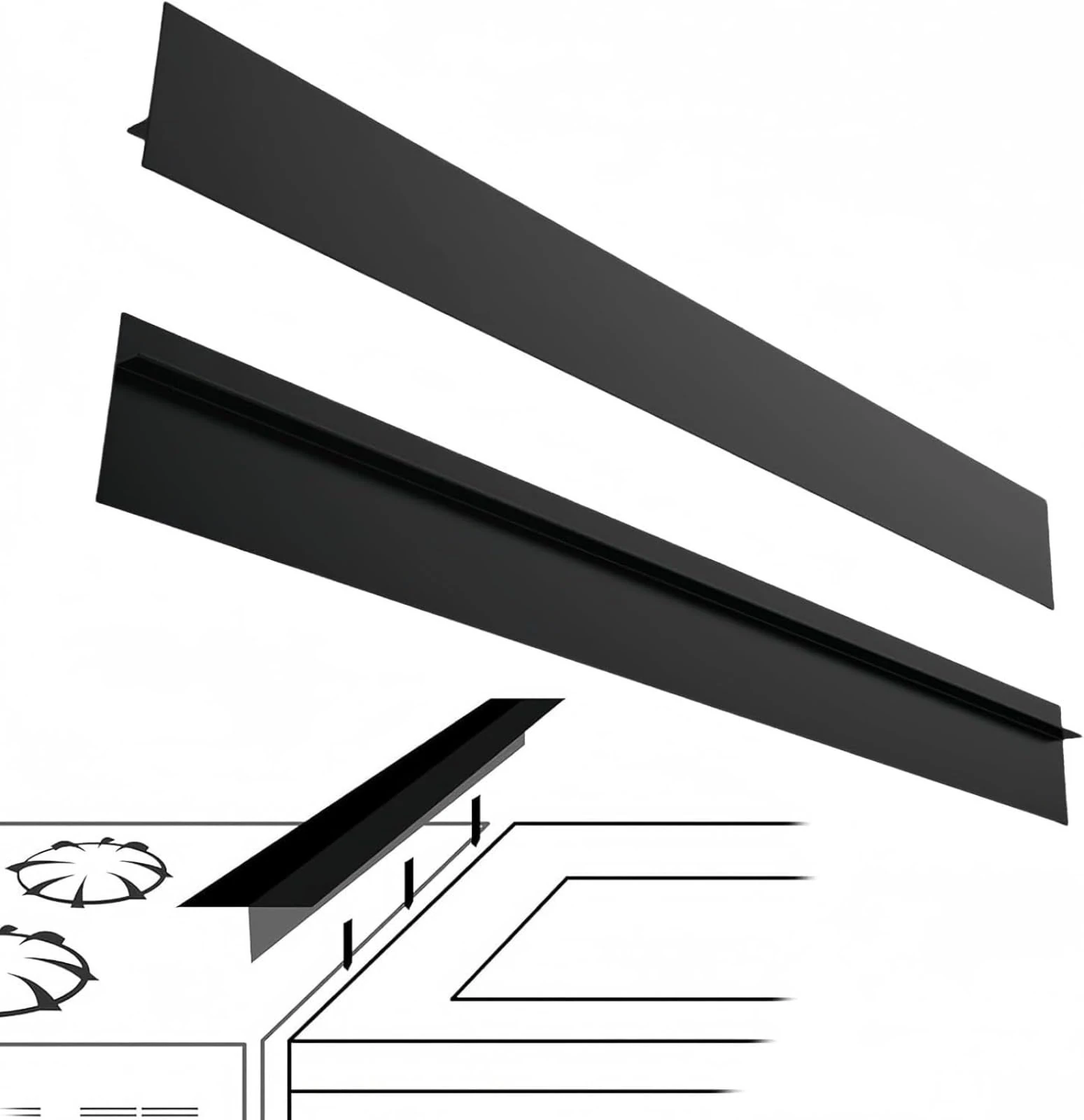 Pack of 2 Worktop Connection Rail for Kitchens Kitchen Top Worktop Gap Filler Joint Strip Worktop End Strip Kitchen Worktop Sealing Tape Worktop Connection