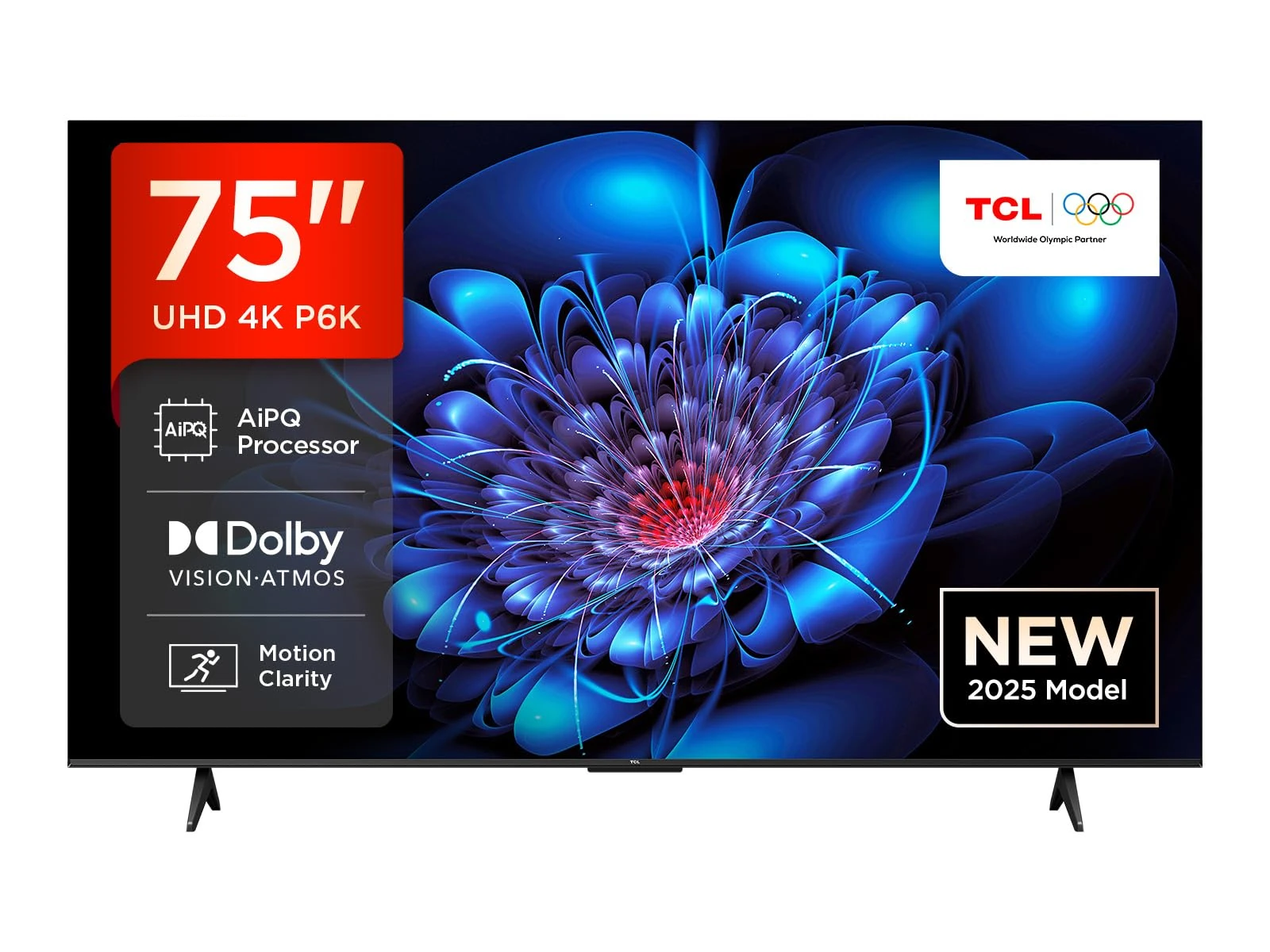 TCL 75P6K-UK 75" 4K Ultra HD, HDR TV, Smart TV Powered by Google TV (Dolby Audio, Voice Control, compatible with Google assistant, Chromecast built-in, 2025 New Model)