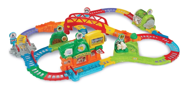 VTech Toot-Toot Drivers Learn & Go Train Set, Track Set with Motorised Vehicle, 19 Play Pieces with 4 Layouts, Interactive Toddler Toy For Ages 12 Months, 2, 3, 4+ Years, English Version