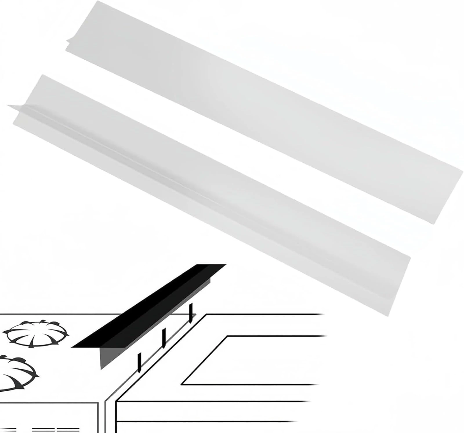 Pack of 2 Worktop Connection Rail for Kitchens Kitchen Top Worktop Gap Filler Joint Strip Worktop End Strip Kitchen Worktop Sealing Tape Worktop Connection