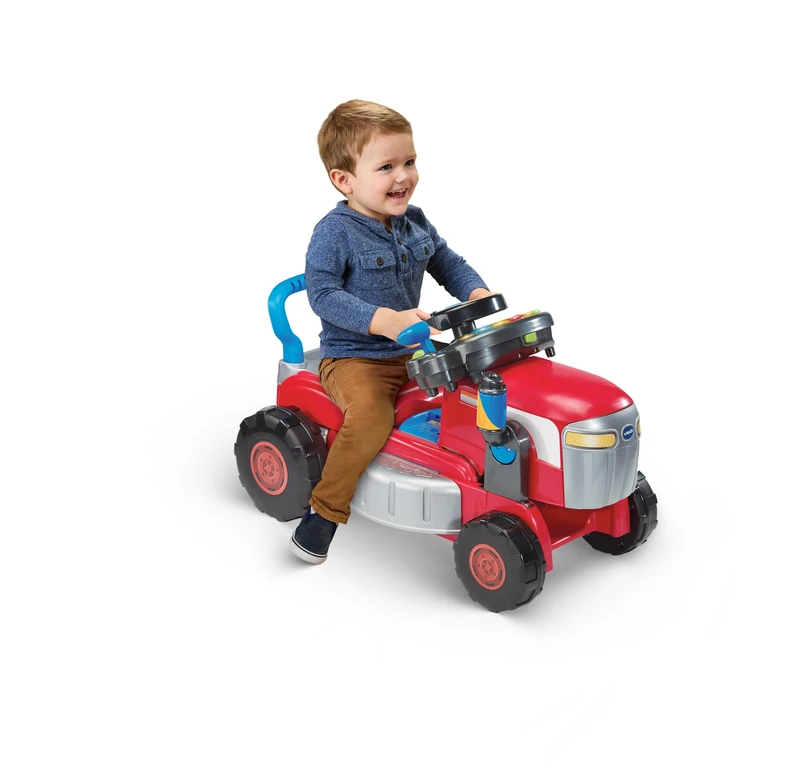 VTech 3-in-1 Mow and Grow Tractor, Ride-On Tractor, Push-Along Mower, Includes Driver Panel, Imaginative Play, Sound Effects, Interactive Play Suitable for Ages 12, 18, 24 Months, English Version - Image 1
