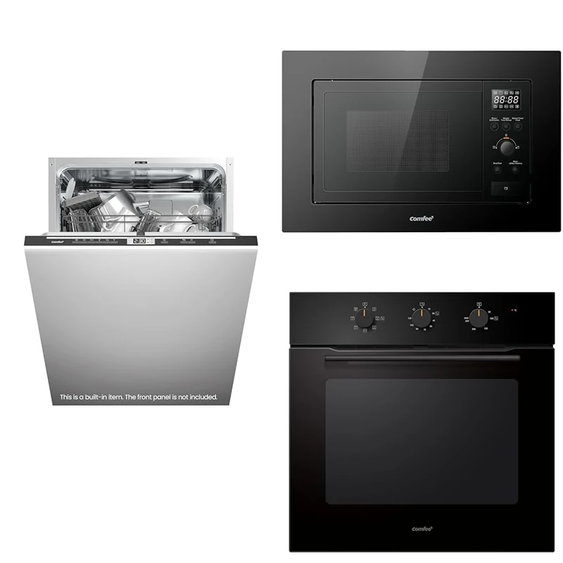 COMFEE' Built-in Dishwasher & Grill Microwave & Electric Oven Buddle - 14PC Built-in Dishwasher +20L Digital Grill Built in Microwave + 60cm Built-in Electric Oven, 60 Litre, 8 Function with Air Fry