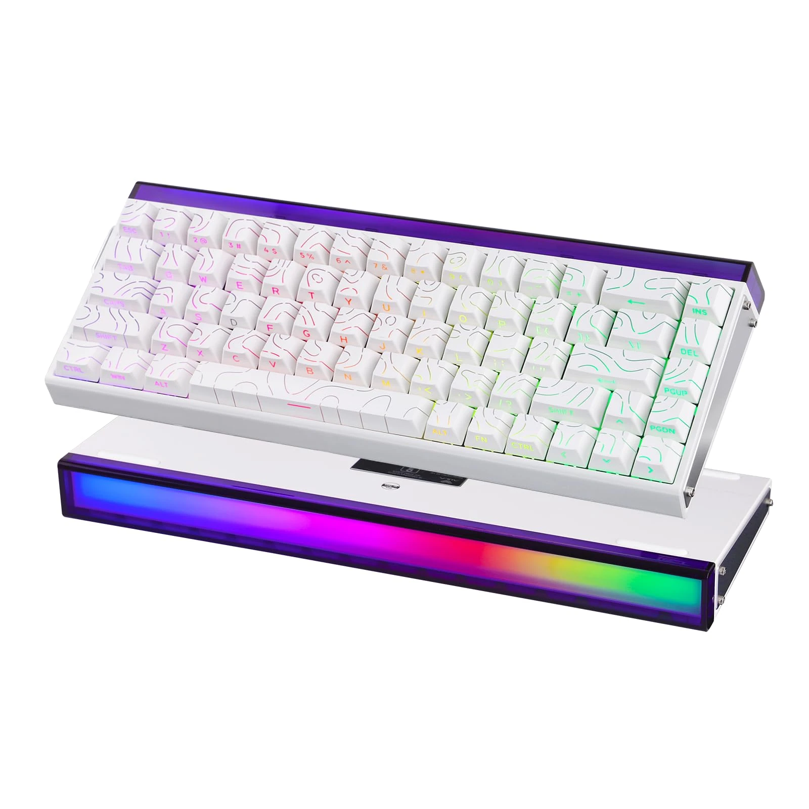 EPOMAKER Aula Hero68 HE Wired Magnetic Gaming Keyboard, 0.01mm Adjustable Actuation, 8kHZ Rapid Hall Effect Switch, RGB Box & Backlight, Programmable, 65% QWERTY (White Topographic)