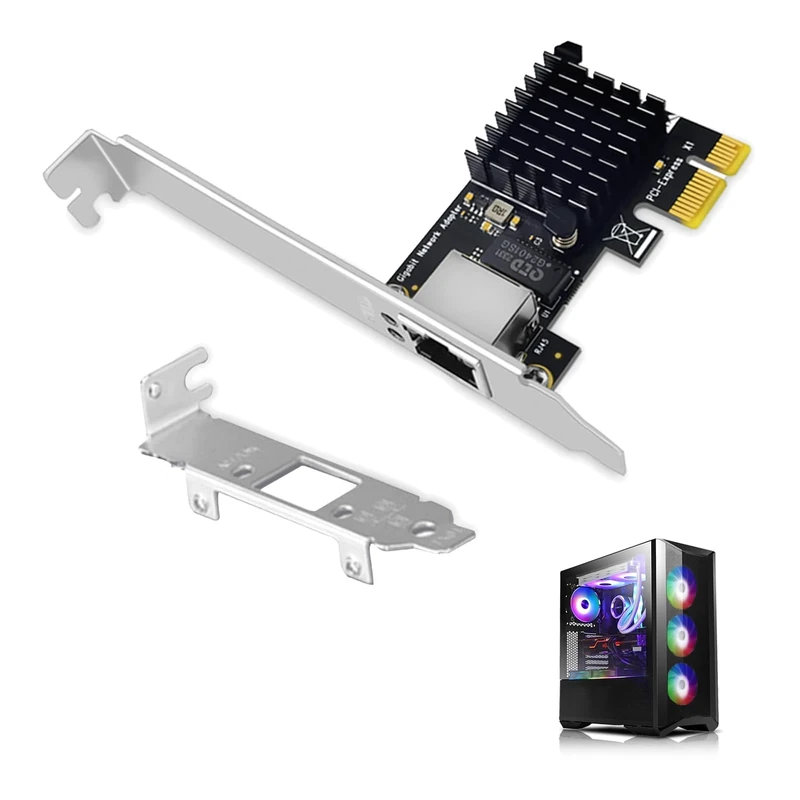Gigabit PCI Express Network Card, PCIe Adapter 10/100/1000Mbps Ethernet LAN Card with RJ45 Port Low Profile Network Adapter for Windows 11/10/XP/8/7 Mac OS Linux for Desktop or Server