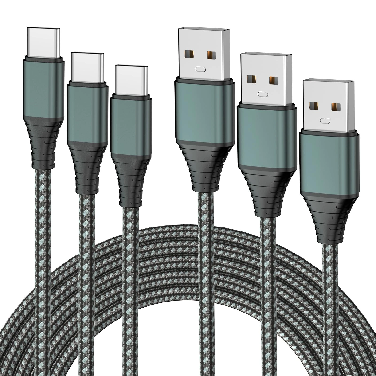 TIGOJH 3-Pack 1M USB C Cable 3A Fast Charge, USB A to Type C Charger Cord Braided for iPhone 16/15,Samsung Galaxy S10 S9 S8 Plus, Note 10 9 8, LG V50 V40 G8 G7