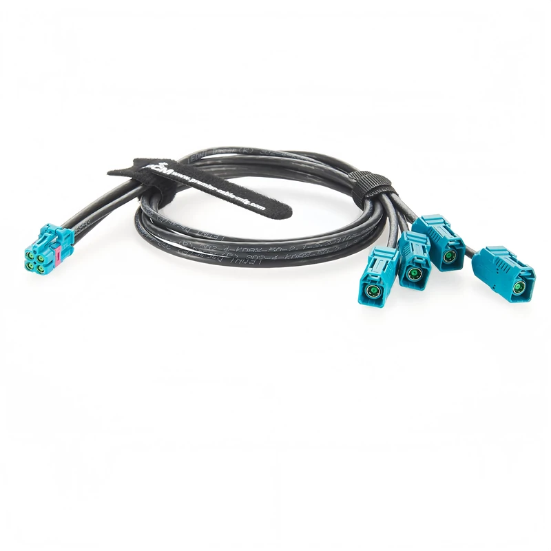 Plinkwirekb Original TE MATE-AX Mini FAKRA Extension Cable 4-In-1 Z Jack 2298721-9 to Quad Jack 2-2326910-0 FAKRA Connector Female to Female Automotive RF Coaxial Cable (1m) - Image 1