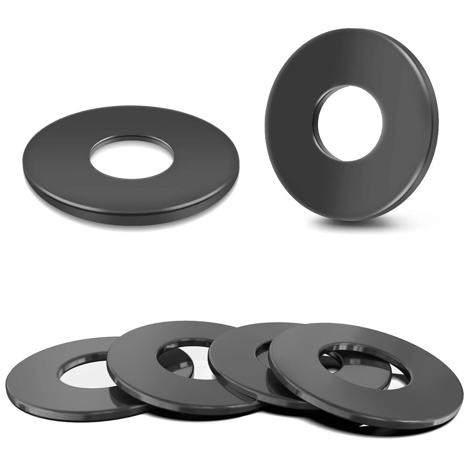 Wavanta M8 Washers Black, 50Pcs M8 x 16mm Flat Washer, 304 Stainless Steel Metal Washers for Screws and Bolts, Black Finish