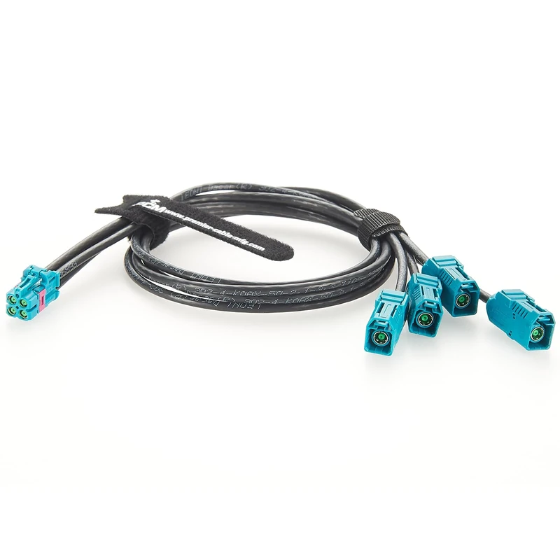 Plinkwirekb Original TE MATE-AX Mini FAKRA Extension Cable 4-In-1 Z Jack 2298721-9 to Quad Jack 2-2326910-0 FAKRA Connector Female to Female Automotive RF Coaxial Cable (2m)