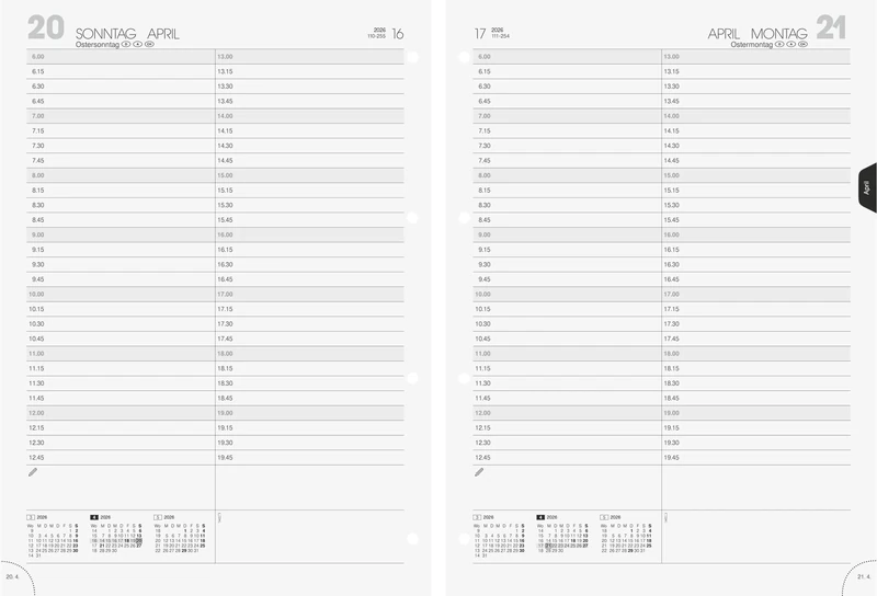 BRUNNEN Daily Replacement Calendar Model 787 2026 | 210 x 297 mm